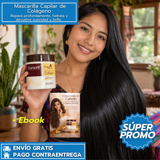 Karseell: Mascarilla Capilar de Colágeno 500ml Repara e hidrata el cabello dañado + Ebook como cuidar tu cabello