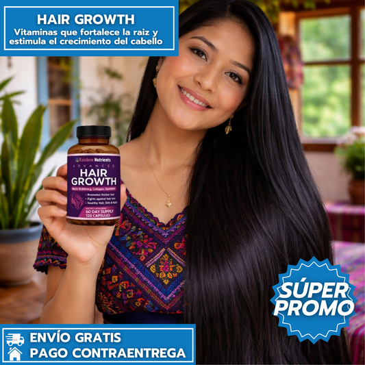 Hair Growth: Vitaminas que fortalecen la raíz y estimulan el crecimiento del cabello.