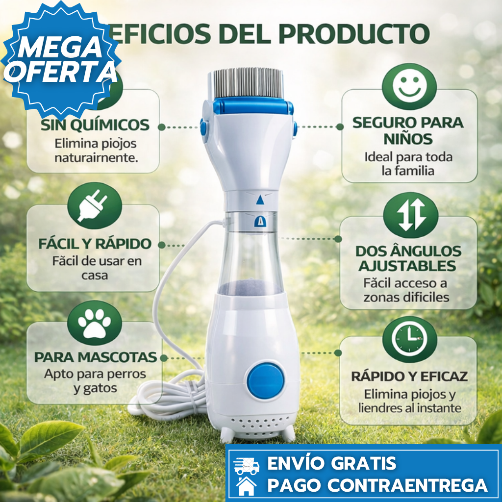 Cepillo Electrico: Elimina Piojos y Liendres al Instante sin Químicos y sin Dolor